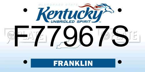 F77967S Kentucky License Plate