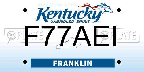 F77AEI Kentucky License Plate