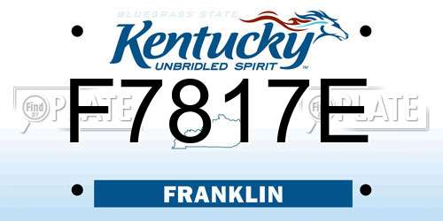 F7817E Kentucky License Plate