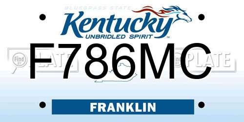 F786MC Kentucky License Plate