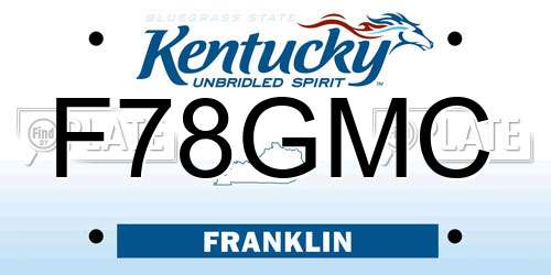 F78GMC Kentucky License Plate