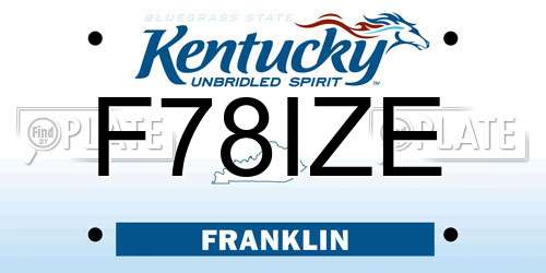 F78IZE Kentucky License Plate