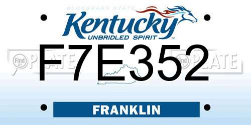 F7E352 Kentucky License Plate