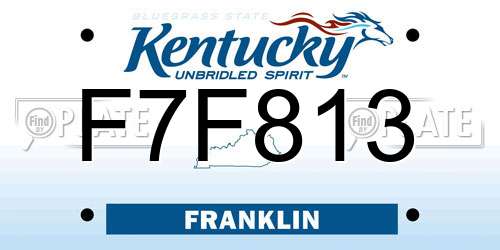 F7F813 Kentucky License Plate