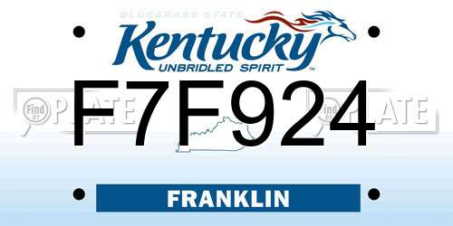 F7F924 Kentucky License Plate