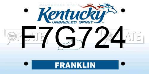 F7G724 Kentucky License Plate