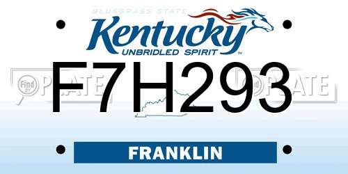 F7H293 Kentucky License Plate