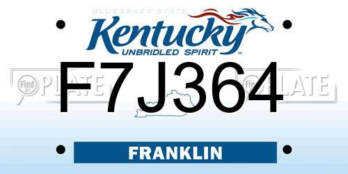 F7J364 Kentucky License Plate