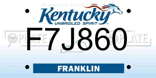 F7J860 Kentucky License Plate