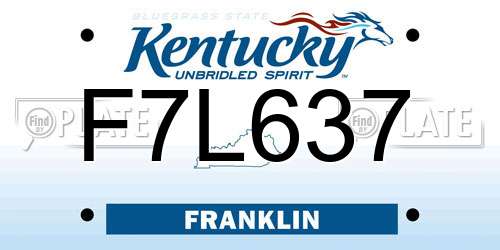 F7L637 Kentucky License Plate