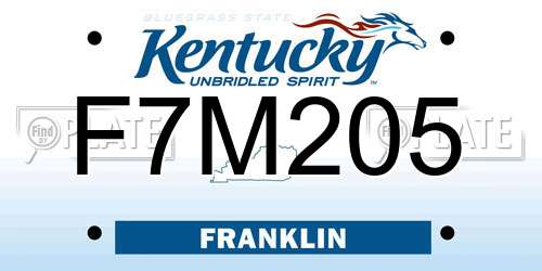 F7M205 Kentucky License Plate