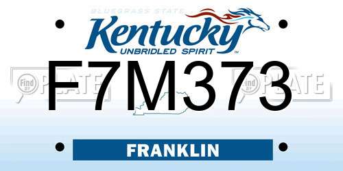 F7M373 Kentucky License Plate