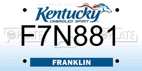 F7N881 Kentucky License Plate