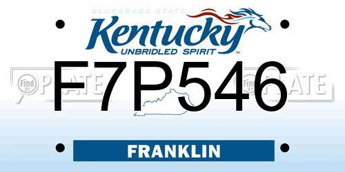 F7P546 Kentucky License Plate