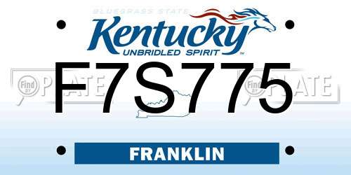 F7S775 Kentucky License Plate