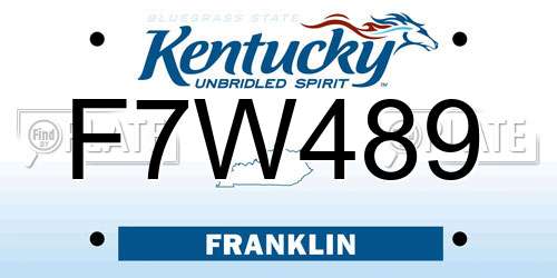 F7W489 Kentucky License Plate