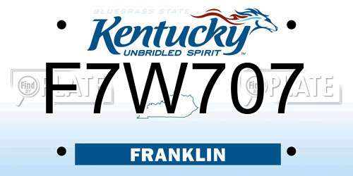 F7W707 Kentucky License Plate