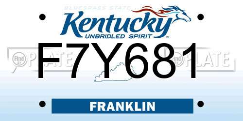 F7Y681 Kentucky License Plate