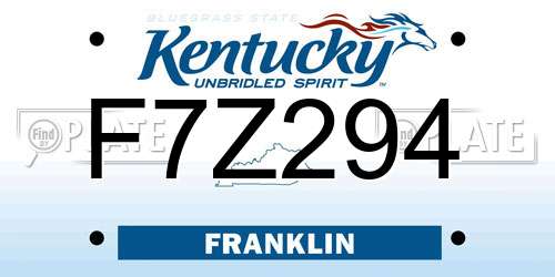 F7Z294 Kentucky License Plate