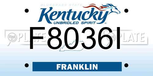F8036I Kentucky License Plate