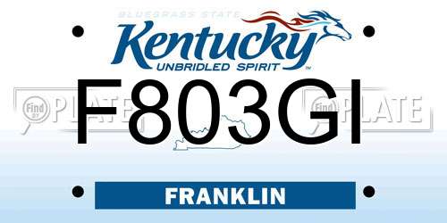 F803GI Kentucky License Plate