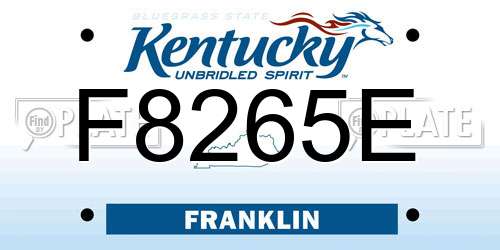 F8265E Kentucky License Plate