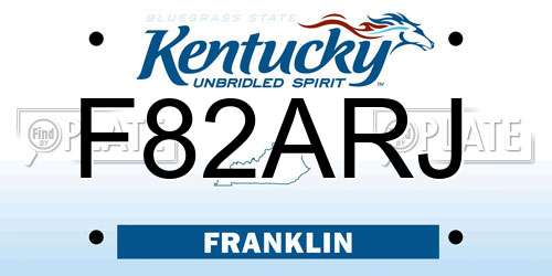 F82ARJ Kentucky License Plate