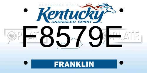F8579E Kentucky License Plate