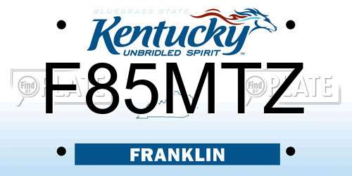 F85MTZ Kentucky License Plate