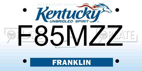 F85MZZ Kentucky License Plate