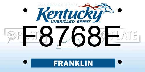 F8768E Kentucky License Plate