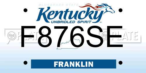 F876SE Kentucky License Plate