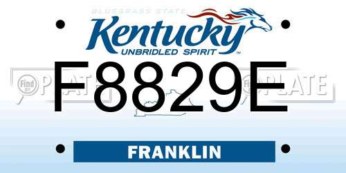 F8829E Kentucky License Plate