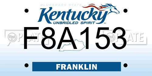 F8A153 Kentucky License Plate