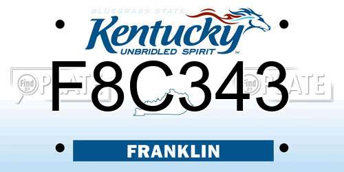 F8C343 Kentucky License Plate