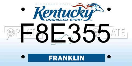 F8E355 Kentucky License Plate