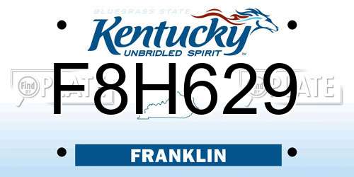 F8H629 Kentucky License Plate