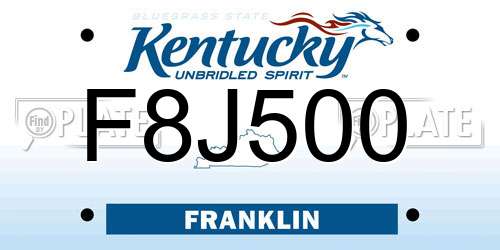 F8J500 Kentucky License Plate