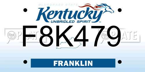 F8K479 Kentucky License Plate