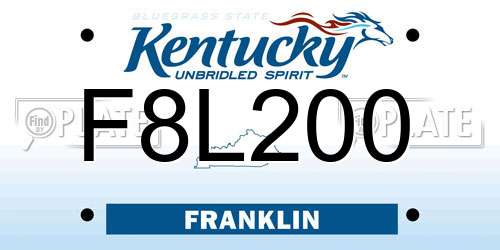 F8L200 Kentucky License Plate
