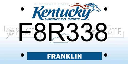 F8R338 Kentucky License Plate