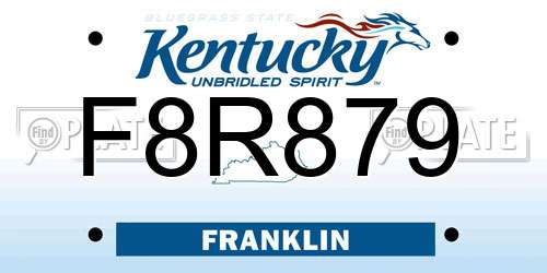 F8R879 Kentucky License Plate