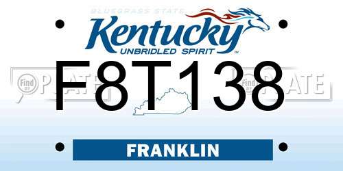 F8T138 Kentucky License Plate