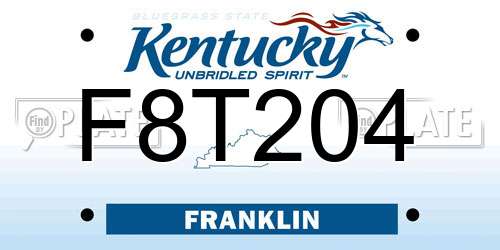 F8T204 Kentucky License Plate