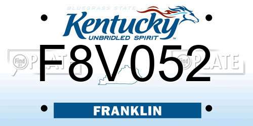F8V052 Kentucky License Plate
