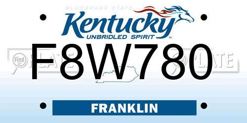 F8W780 Kentucky License Plate