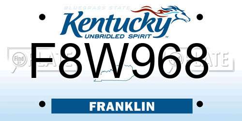 F8W968 Kentucky License Plate