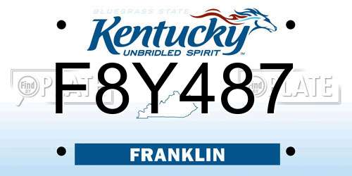 F8Y487 Kentucky License Plate