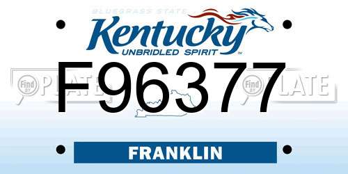 F96377 Kentucky License Plate