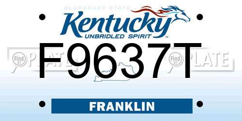 F9637T Kentucky License Plate